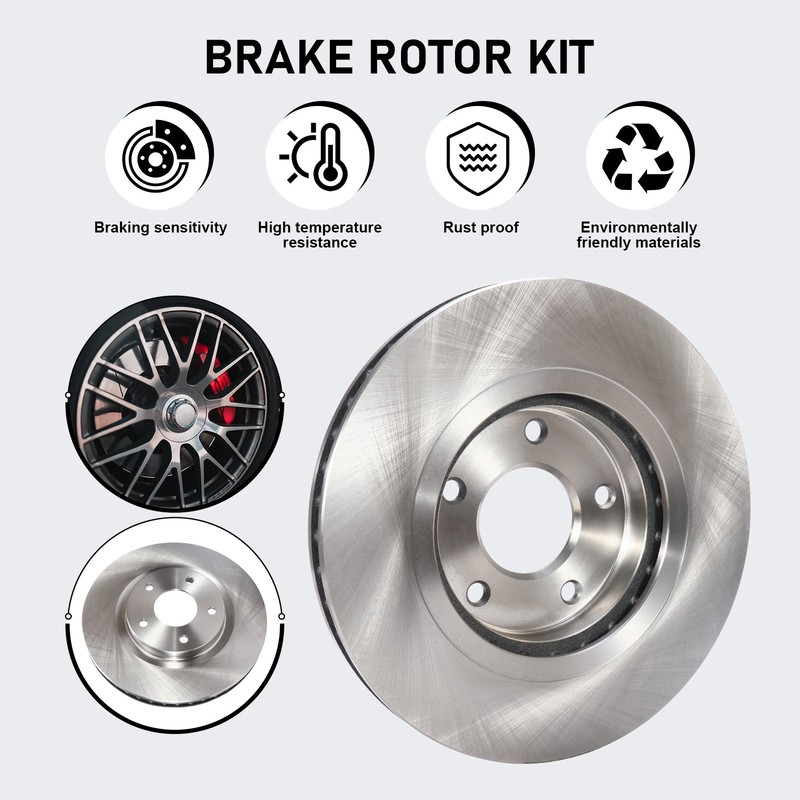 Front & Rear Disc Rotors + Ceramic Brake Pads for Nissan Rogue 2008-2013 5-Lug gallery