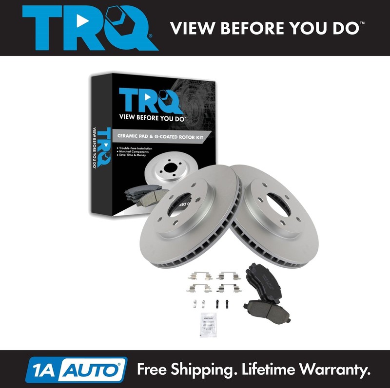 TRQ Front Brake Pad & Rotor Kit Ceramic Premium G-Coated For Dodge Mitsubishi