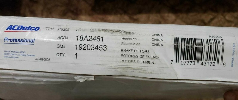 AC Delco 18A2461 Disc Brake Rotor Front gallery