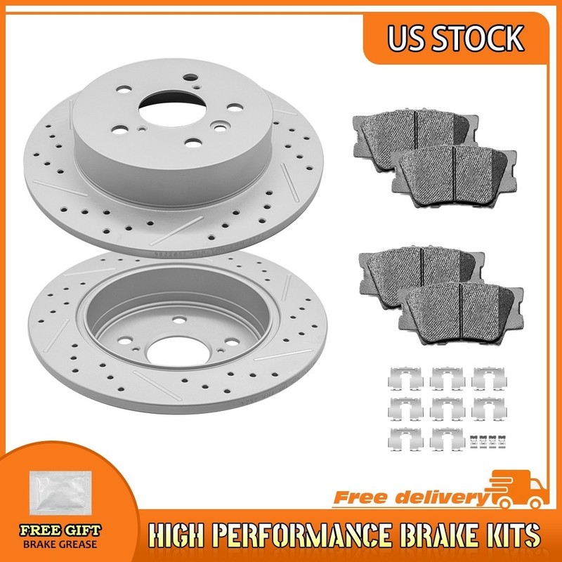 Rear Drilled Brake Rotors Ceramic Pads For 2018 2019 2020 2021-2023 Toyota Camry