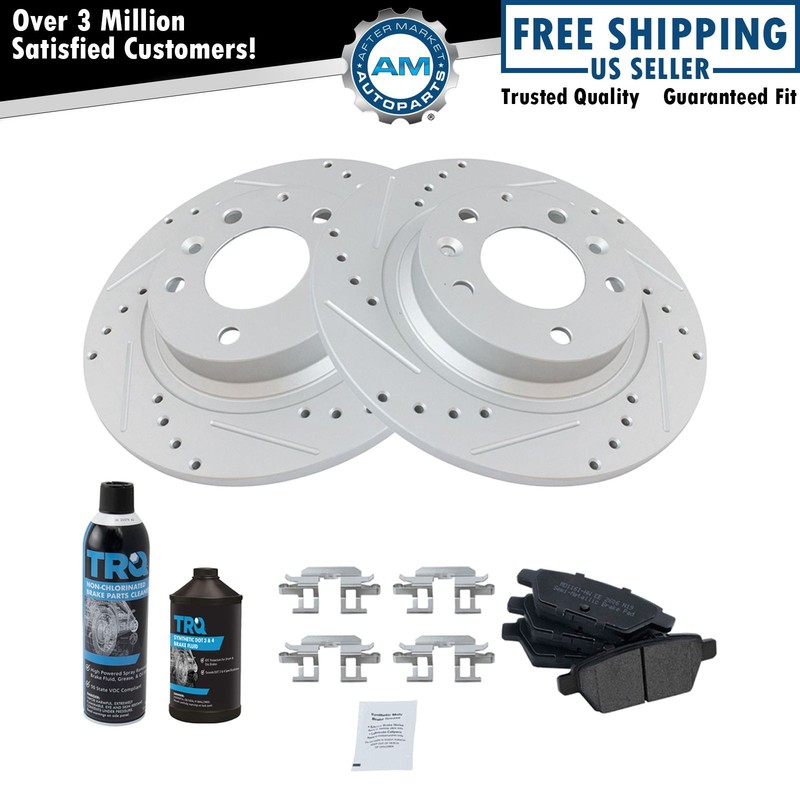 Rear Semi-Metallic Brake Pad & Performance Coated Rotor Kit w/Chemicals