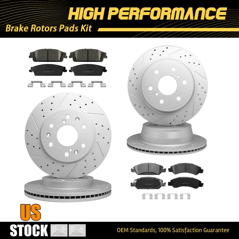 Front & Rear Brake Rotors Ceramic Pads for Chevy Silverado GMC Sierra 1500 Yukon
