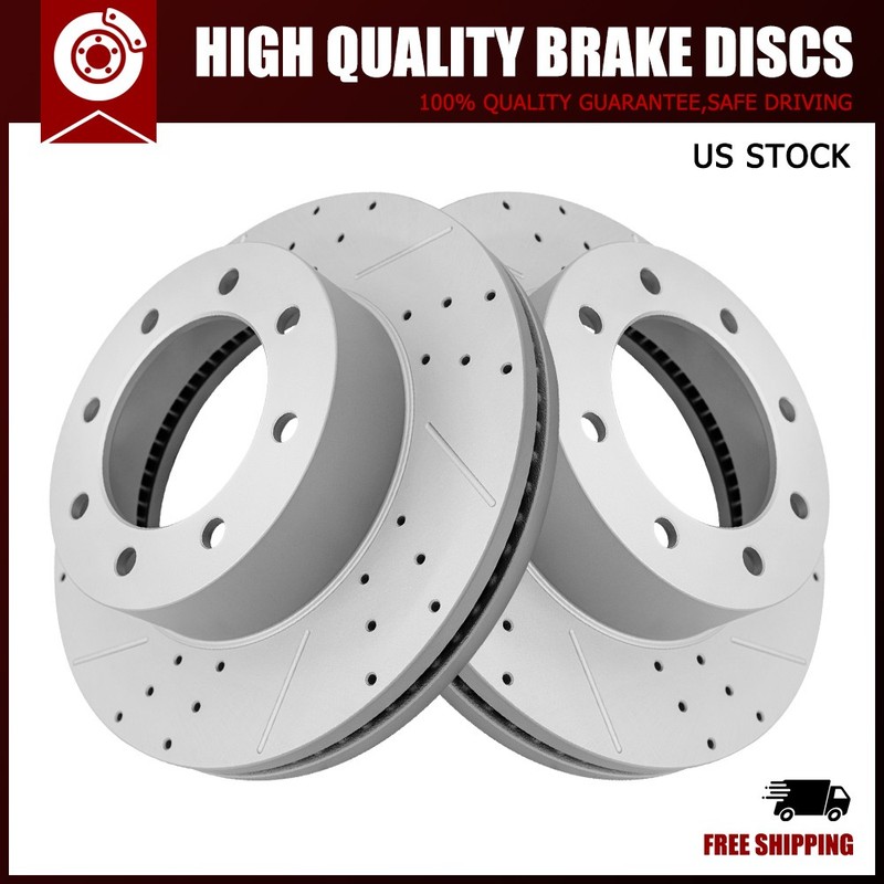 Front Drilled Brake Disc Rotors Set for 2013-2025 Ford F-250/350 Super Duty 4WD