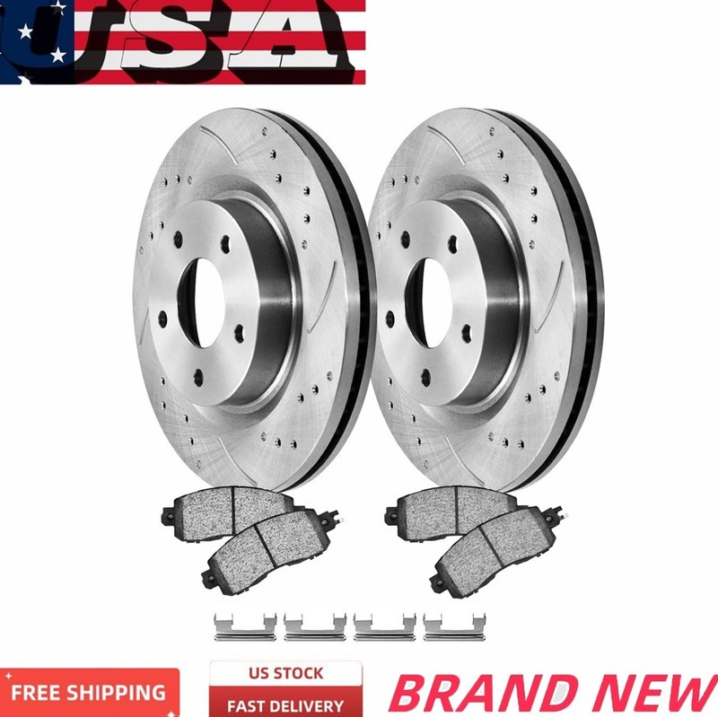 Front Drilled Rotors Brakes Pads for Jeep Compass Patriot Caliber Dodge Avenger