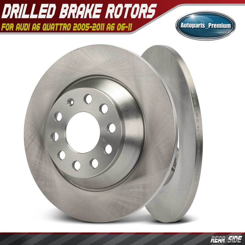 2Pcs Rear Left & Right Disc Brake Rotors for Audi A6 Quattro 2005-2011 A6 06-11