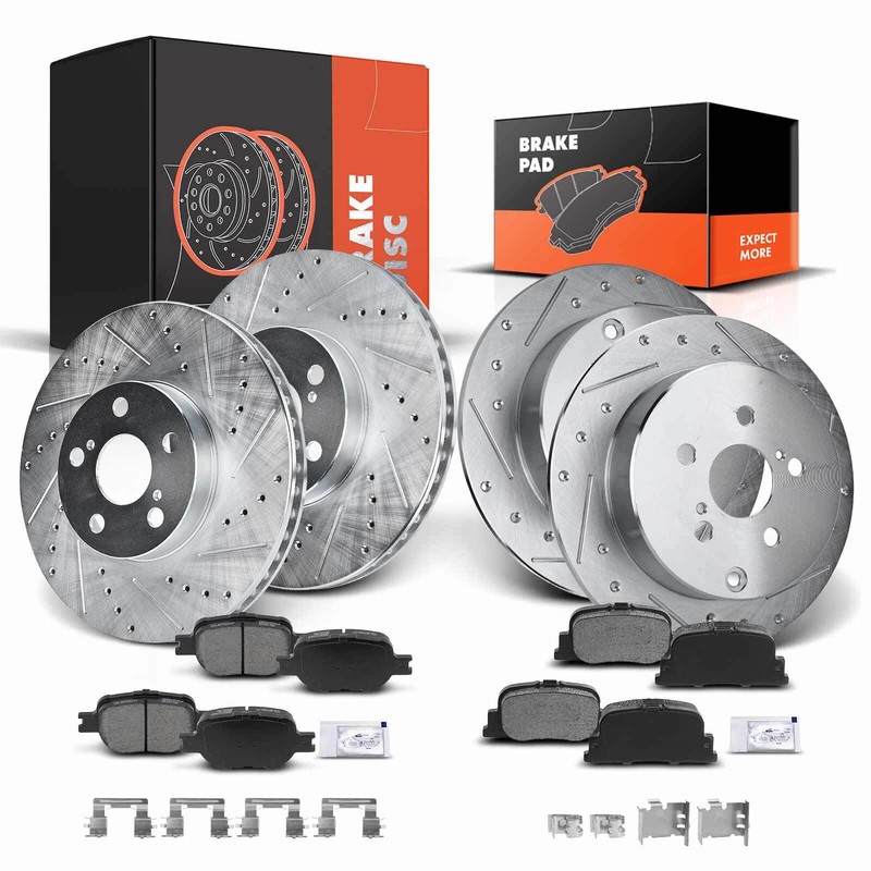Front & Rear Drilled Rotors & Ceramic Brake Pads for Scion tC 2005-2010 L4 2.4L