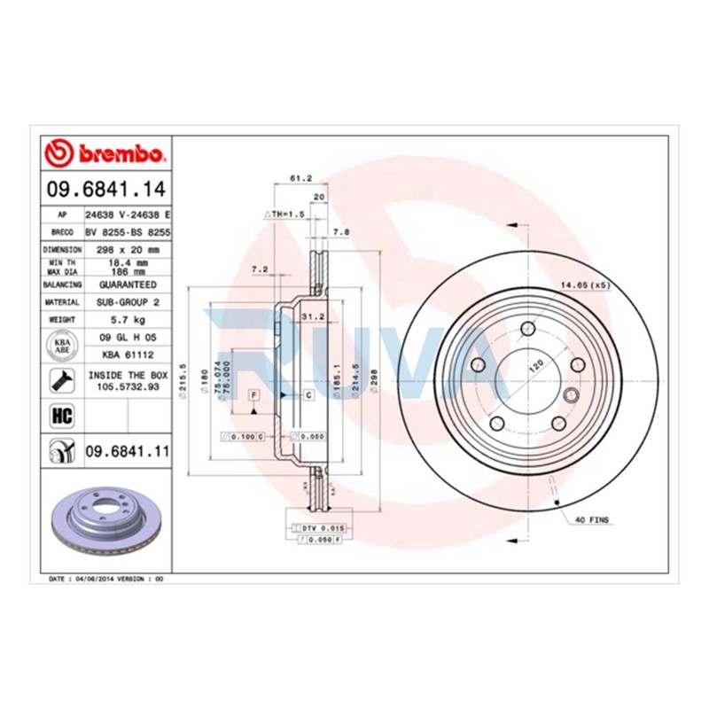 Fits BMW 5 Series 1995-2004 Alpina B10 1996-1998 Ruva Rear Brake Discs gallery