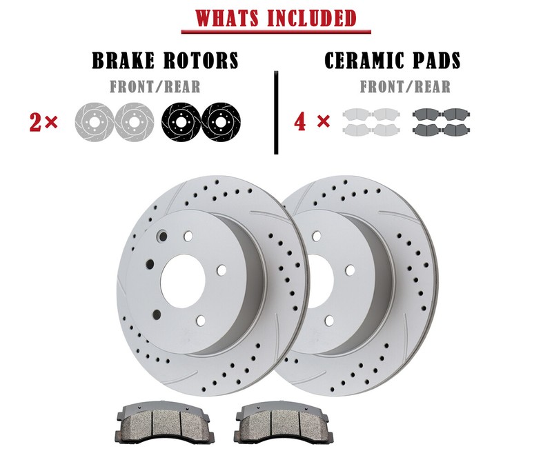 ​292mm Rear Brake Rotors Pads for Nissan Rouge 2008-2019 Drilled Slotted Brakes gallery