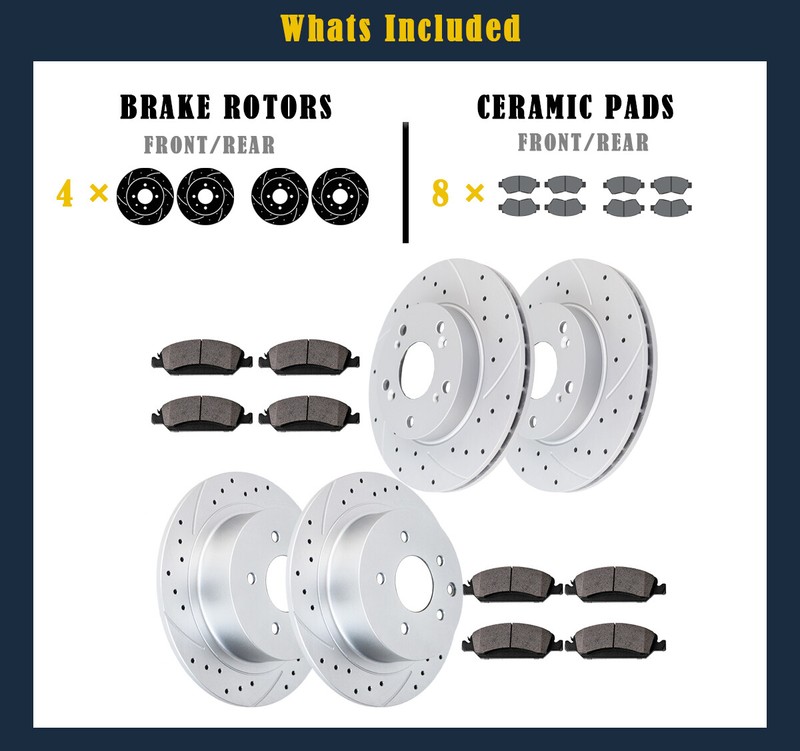 Fit for 1.8L Honda Civic 262mm Front 260mm Rear Brake Rotors Pads Drilled Brakes gallery