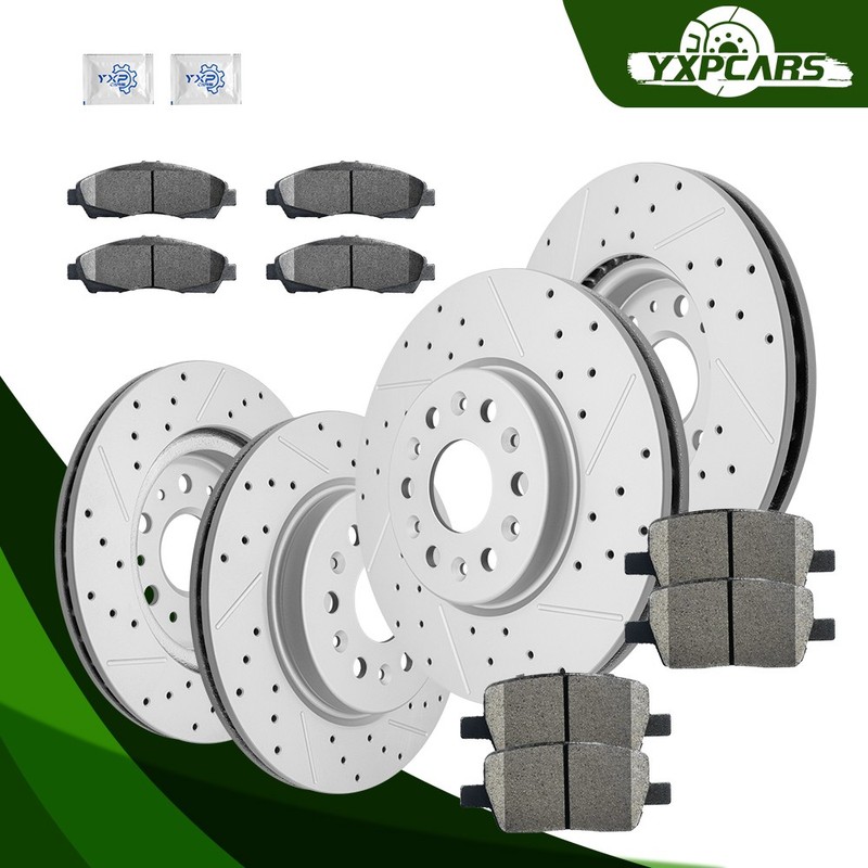 Front Rear Drilled Disc Rotors Ceramic Brake Pads Kit for 2017 – 2020 GMC Acadia
