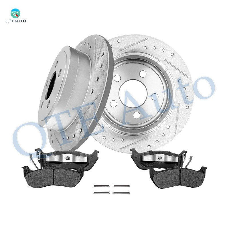 6 Rear 285mm Drilled Brake Rotors-Brake Pad To 2003-2006 Jeep Liberty 7863A-D981