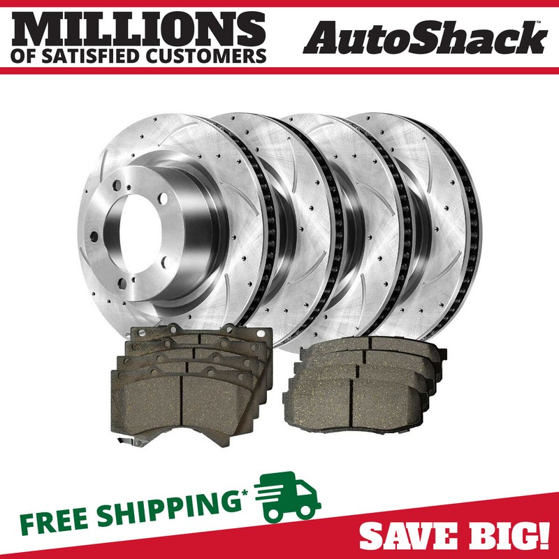 Front & Rear Drilled Brake Rotors & Pads for Lexus LX570 Toyota Tundra Sequoia