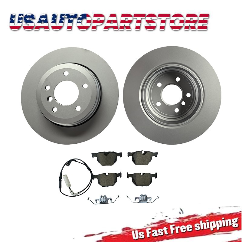 Rear Brake Disc Rotors Ceramic Pads For BMW 528i 2008-2009 Base Sedan 4-Door