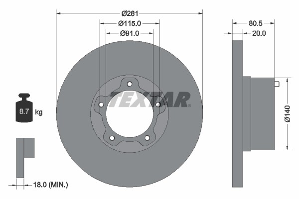 2X 92031500 Textar Brake Disc for VW