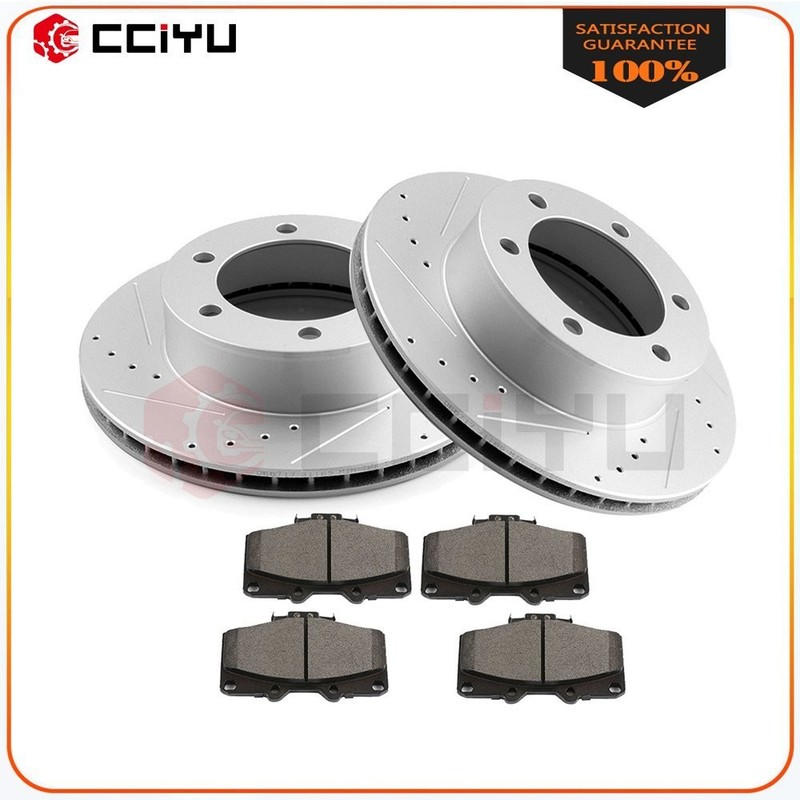 Front Drill Slot Brake Rotors & Metallic Pads For 1995-02 Toyota 4Runner 297mm
