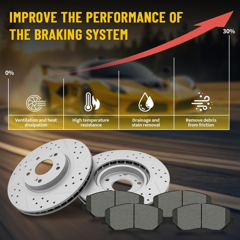 Rear Drilled Brake Rotor Ceramic Brake Pads For Chevrolet Equinox GMC Terrain gallery