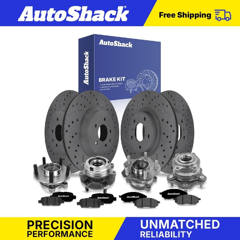Front Rear Drilled Slotted Brake Rotor Pad Wheel Hub for Toyota, Prius V 12-17