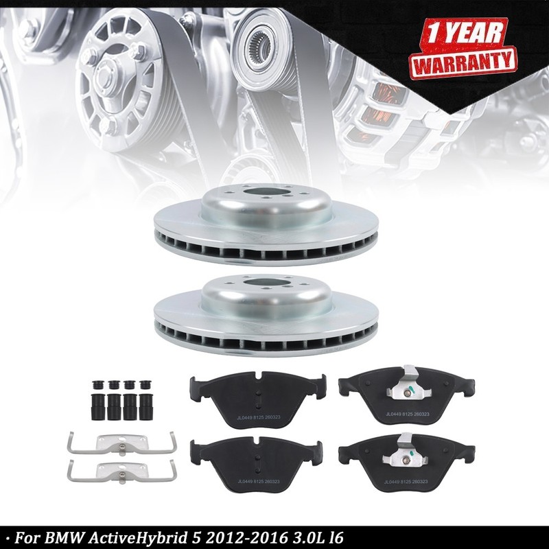 Front Disc Rotor & Ceramic Brake Pads For BMW ActiveHybrid 5 2012-2016 3.0L l6