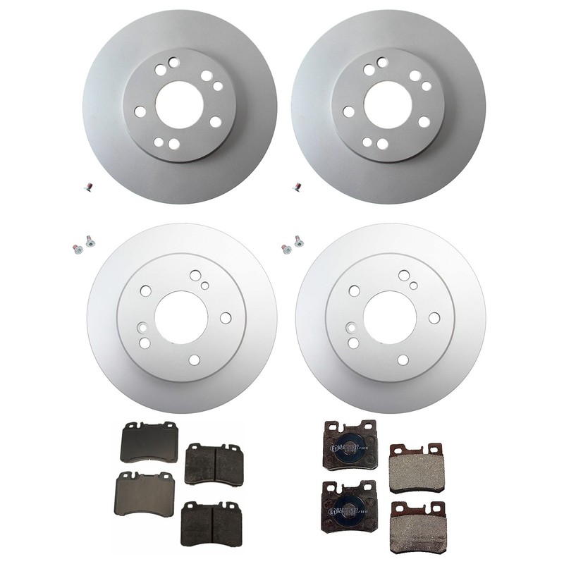 Hella Front And Rear Rotor Low-Met Disc Brake Pad Kit for W124 300CE E320 Base