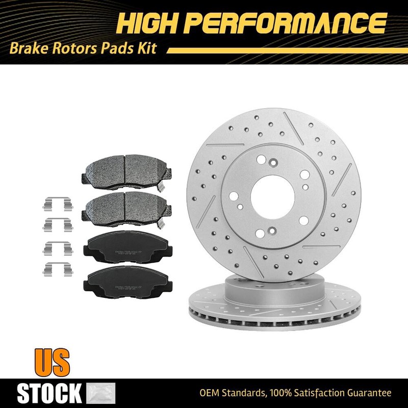 Front Drilled Disc Brake Rotors + Ceramic Pads For Honda Civic 2006 – 2011