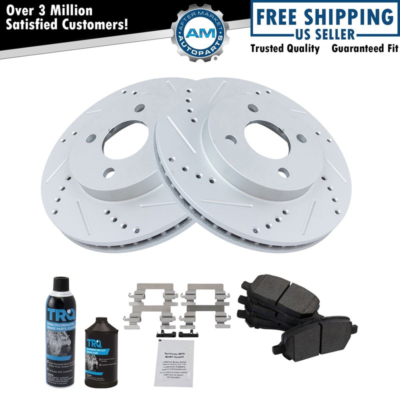 Front Metallic Brake Pad & Performance Coated Rotor Kit w/Chemicals