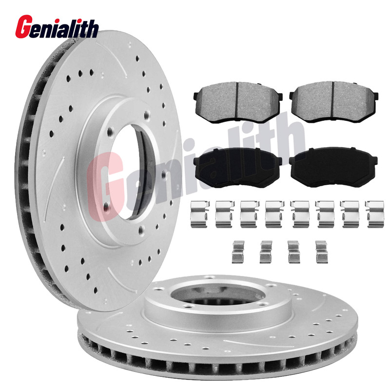 Front Drilled Brake Rotor & Ceramic Brake Pad for Toyota Tacoma 1995-2004 RWD