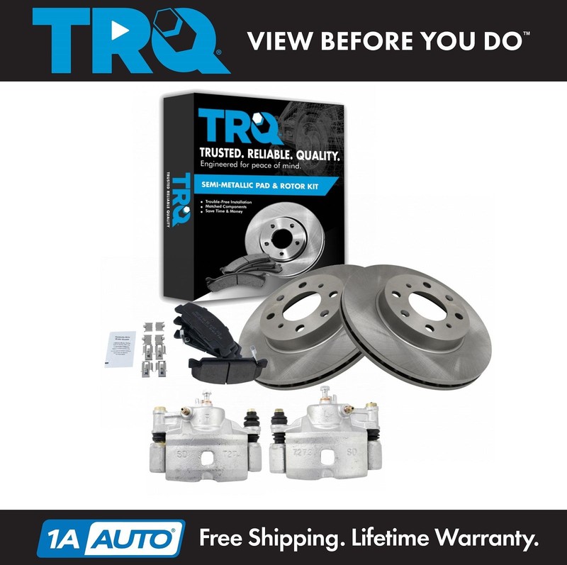 TRQ Front Metallic Brake Pads Rotors & Calipers Kit for Honda Civic New