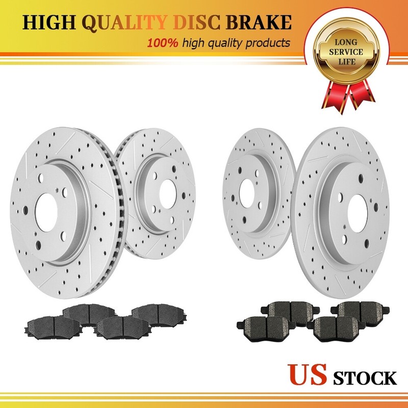 Front Rear Drilled Brake Rotors + Ceramic Brake Pads for 2008 – 2015 Scion XB