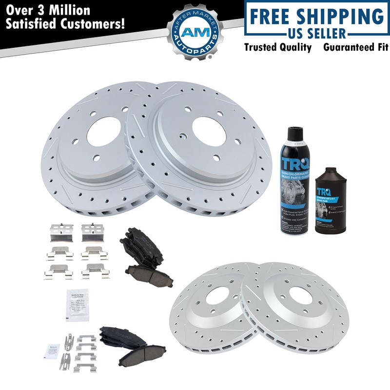 Performance Brake Rotor & Ceramic Pad Front & Rear Kit w/Chemicals