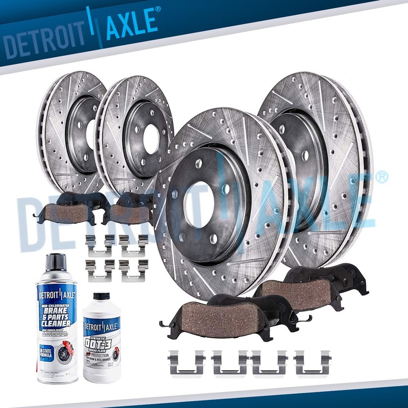Front & Rear Drilled Rotors+Brake Pads for Chevy Impala Malibu LaCrosse Regal