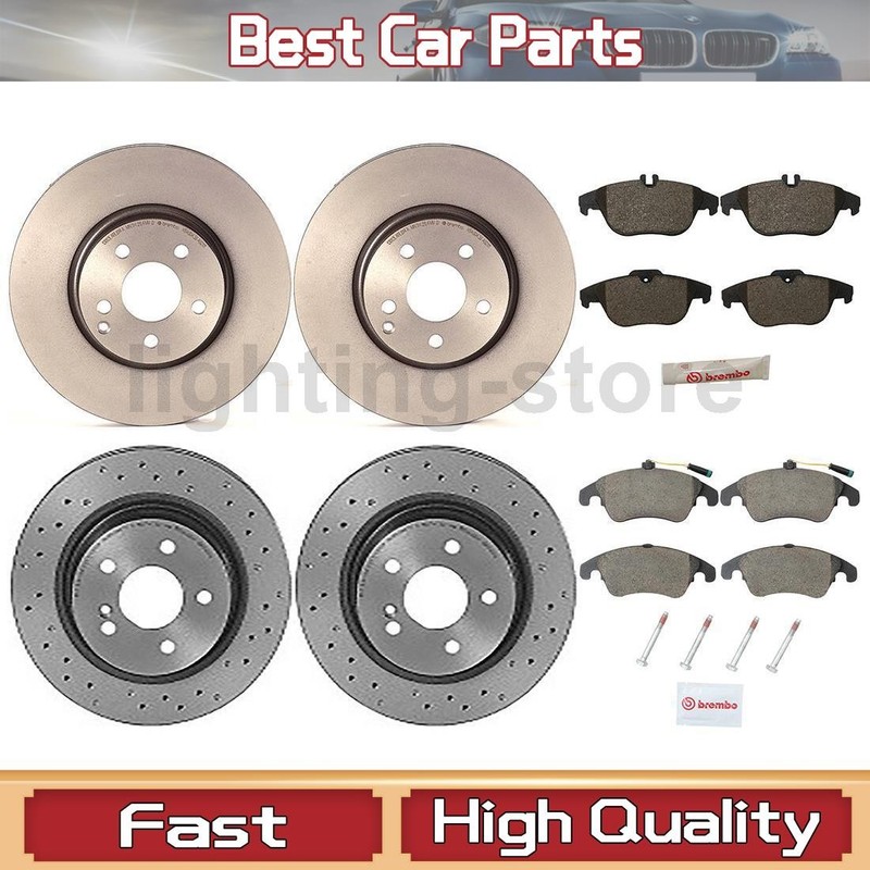 Front+Rear Brake Pads and Disc Rotors full set Fits 2010 Mercedes-Benz C350 E350