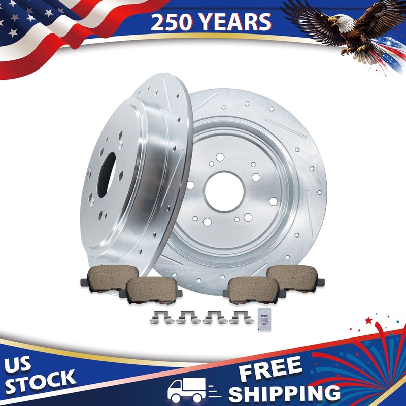 Rear Drilled Rotors + Ceramic Brake Pads for 2001 – 2006 Acura MDX Honda Pilot