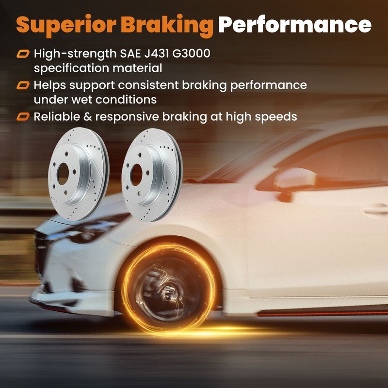 336mm Front Drilled&Slotted Brake Rotors for Ram 1500 2011-18/1500 Classic 19-23 gallery