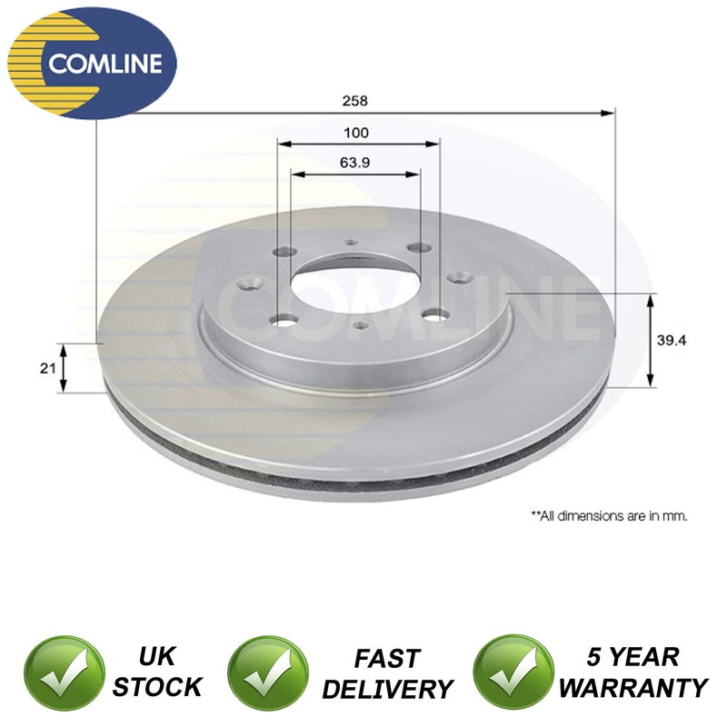 Brake Disc Front Comline Fits Honda Jazz 2004-2008 1.2 1.3 1.4 1.5 #1