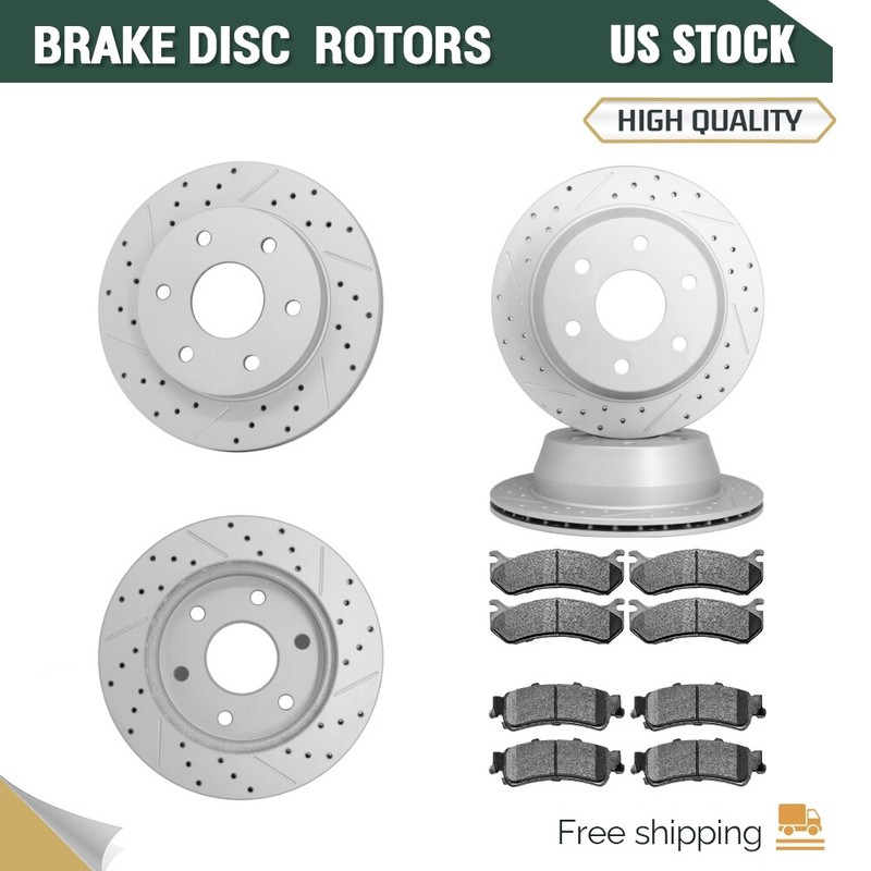 Front Rear Brake Rotors +Ceramic Brake Pads for GMC Safari 2003-2005 All Models