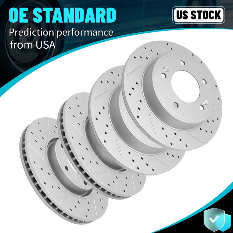 Front + Rear Brake Disc Rotors Set For 2013-2017 Hyundai Veloster Kia Forte Koup