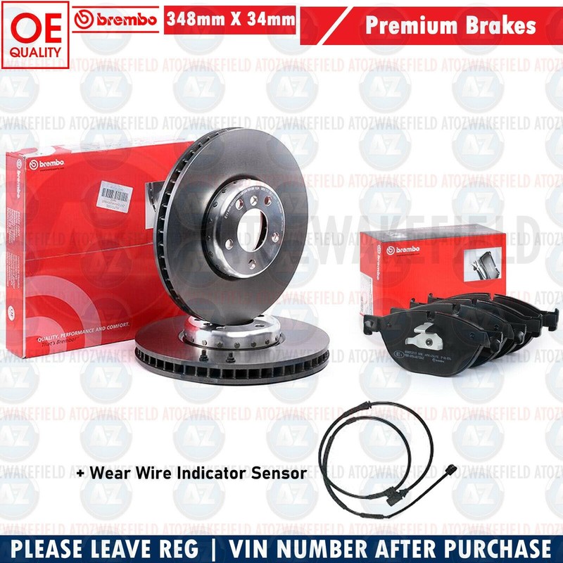 348mm Brembo Front Carbon Brake Discs Pads Wire Sensor For BMW 5 Series GT F07