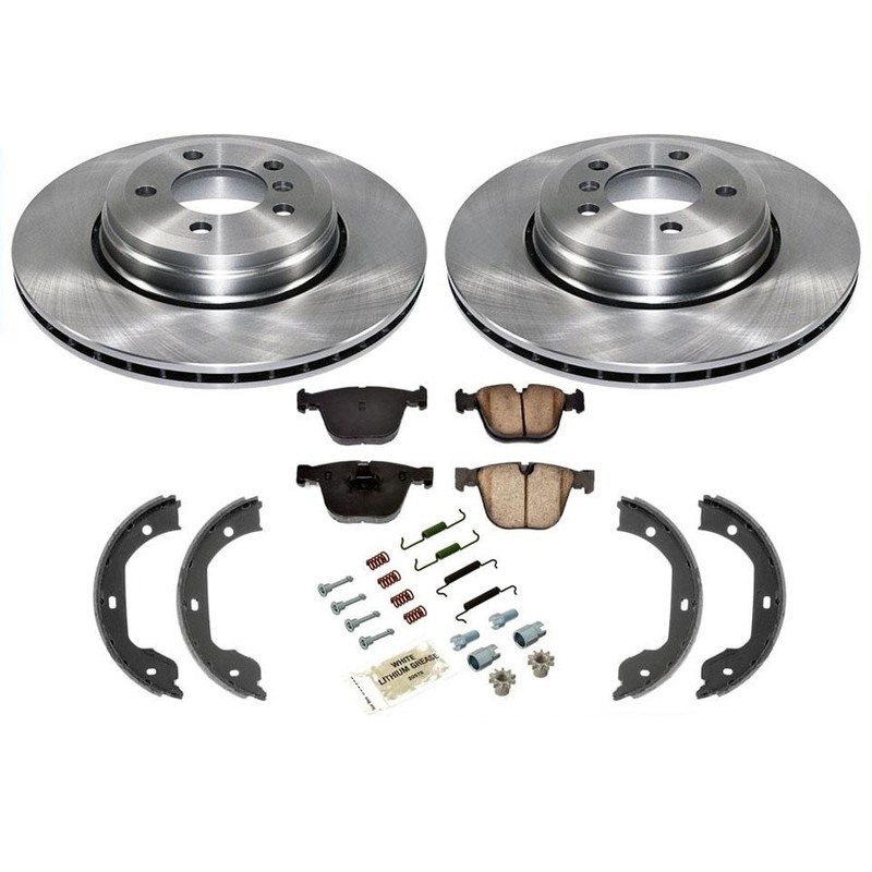 REAR Disc Brake Rotors Pads Parking Shoes Springs for 06-10 BMW 650i