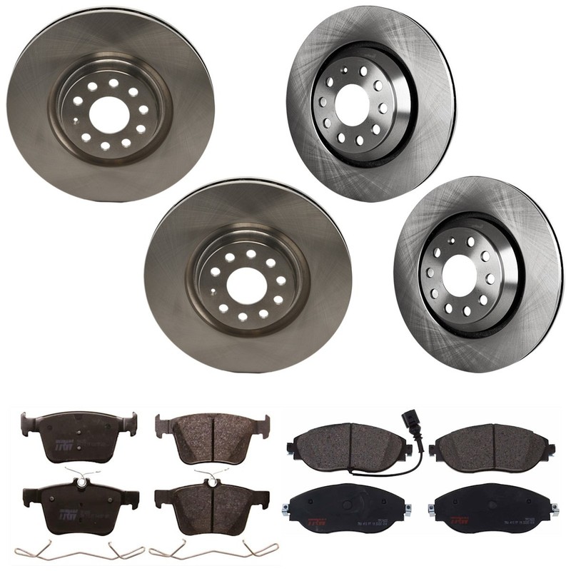 KIT-073024-957 TRW 4-Wheel Set Brake Disc and Pad Kits Front & Rear for VW S3 18