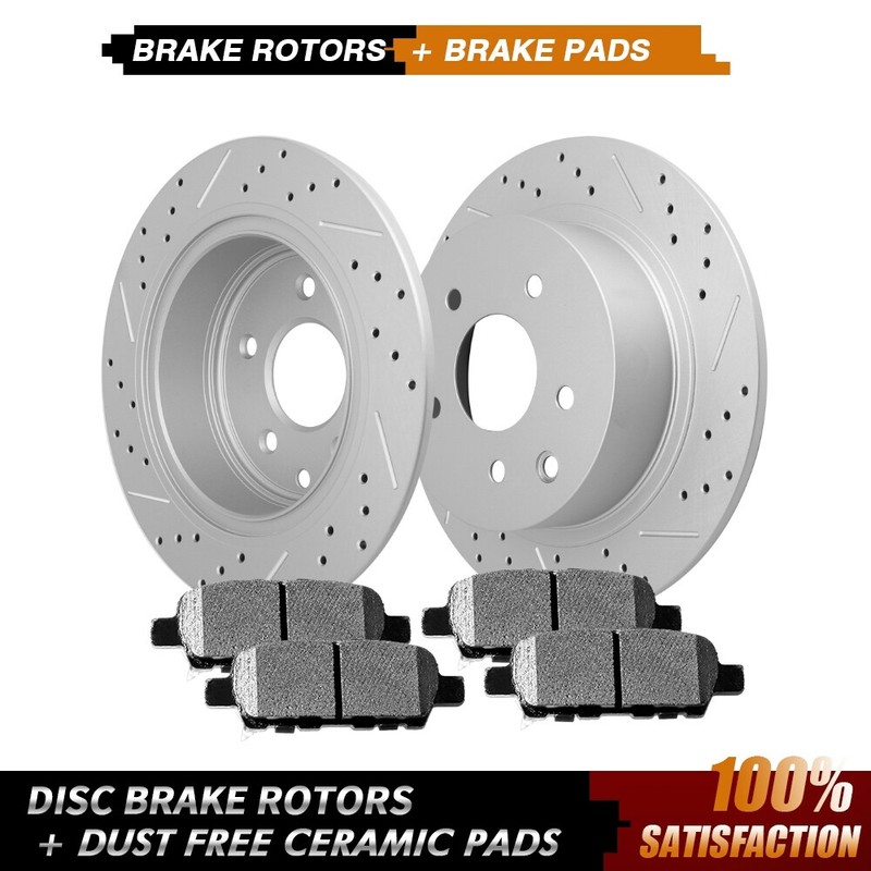 Rear Disc Brake Rotors + Ceramic Brake Pads for Nissan Juke Sentra Maxima Altima