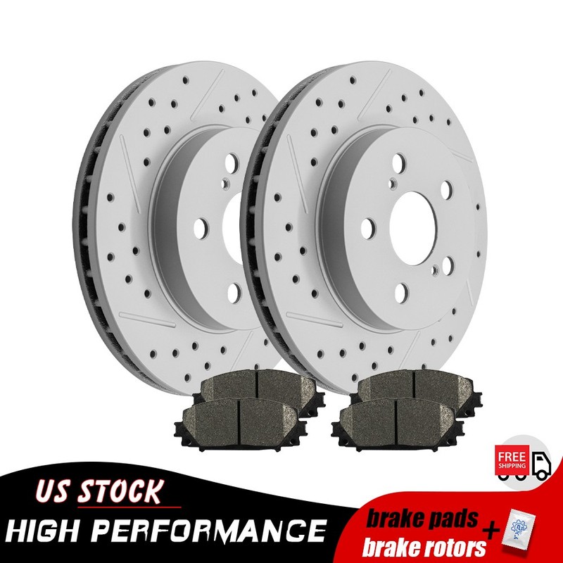 255mm Front Drilled Disc Rotors Brake Pads for Toyota Prius Prime AWD-e Corolla