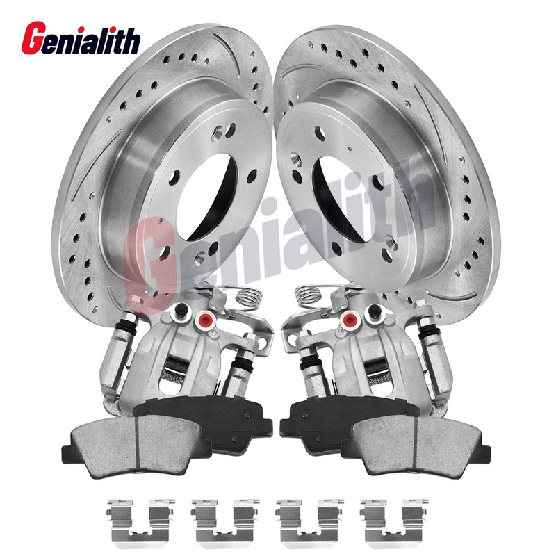 Rear Brake Rotor & Ceramic Pad + Brake Caliper for Hyundai Elantra 2011-2016