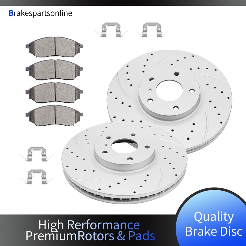 Front Brake Rotors Pads fit for Infiniti M35H M35 EX37 QX70 Q40 Slotted Drilled