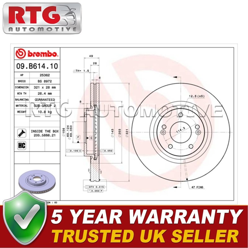 RTG Front Brake Disc Fits Hyundai Santa Fe 2009- Kia Sorento 2009-2020 gallery