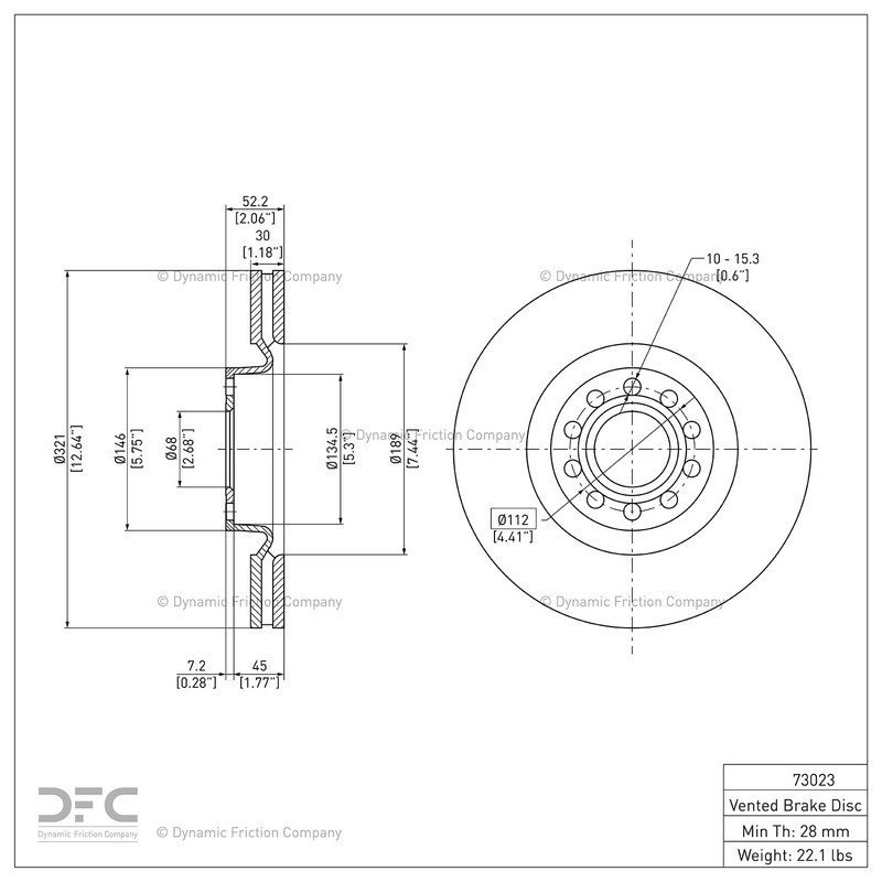 Dynamite Friction Front Disc Brake Rotor for Audi A6 Quattro, S6 (604-73023) gallery