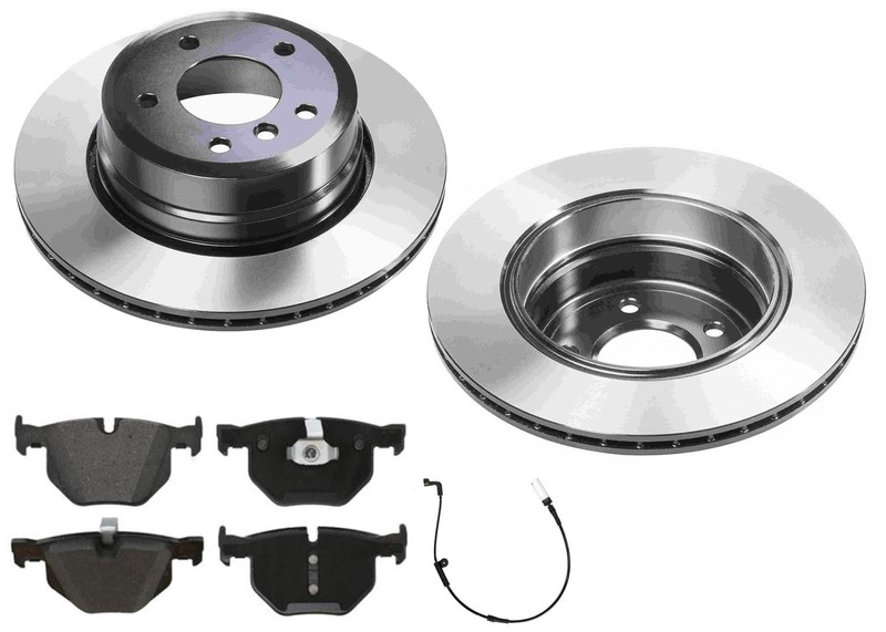 Rear Carbon Coated Rotors EPS Brake Pads & Sensor Fits BMW 525XI 530XI 2006 2007