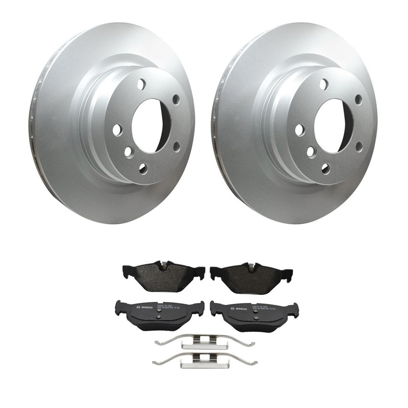 Hella Rear Rotors Bosch QuietCast Semi-Met Brake Pads Kit For E90 E92 328i Base