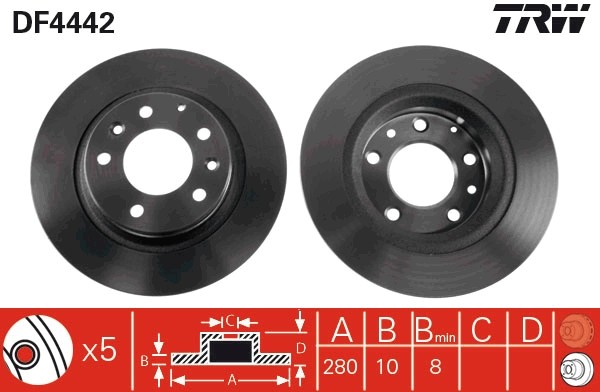 TRW DF4442 Brake Disc for BESTURN (FAW),MAZDA,MAZDA (FAW)