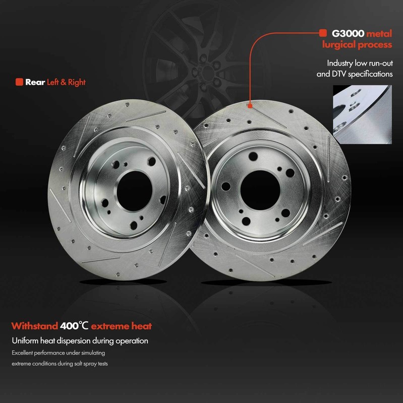 Rear Drilled Brake Rotors & Ceramic Brake Pads for Honda Civic 2017-2020 Type R gallery