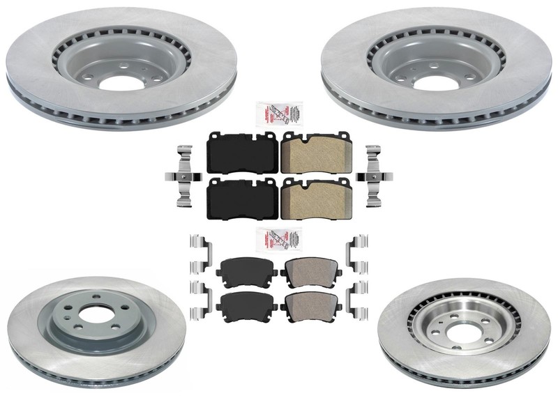 For Audi Q5 2013-2017 with 345MM Rotors F&R Coated Front Disc Brake Rotors Pads